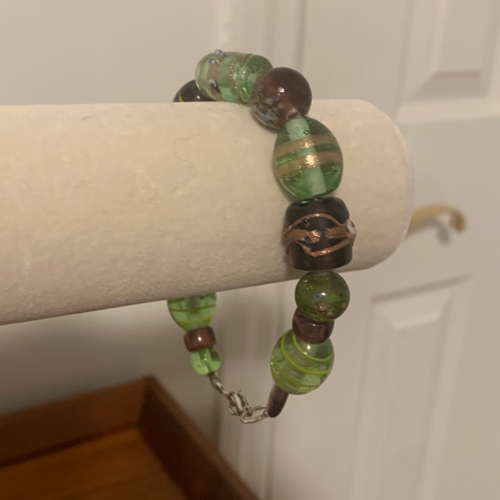 Green and Brown Beaded Bracelet